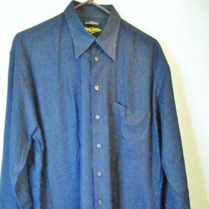 Jack Lipson Men's Long Sleeve, Navy Blue Dress Shirt, Button Front, Size L
